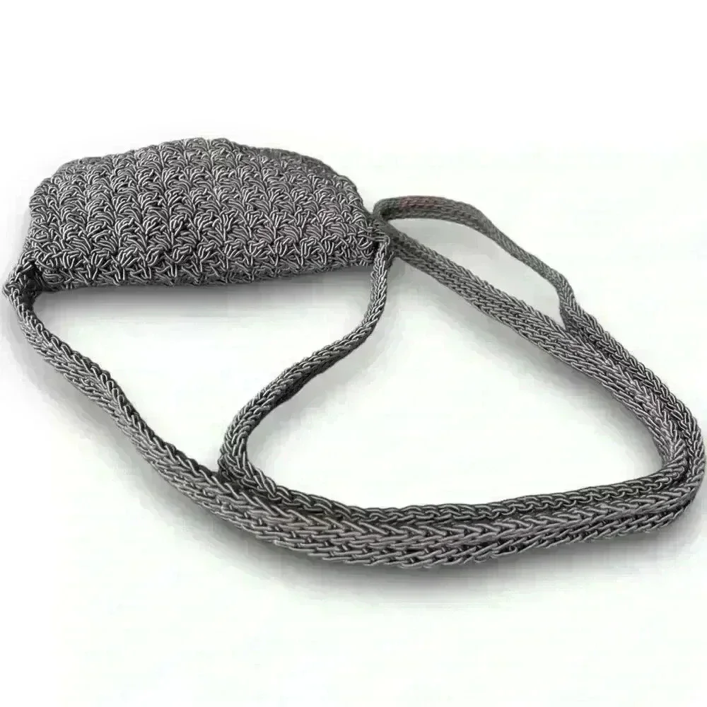 Vtg Gap Crochet Knitted Crossbody‎ Mini Purse Tote Snap Closure Flap Woven Grey - Picture 5 of 11